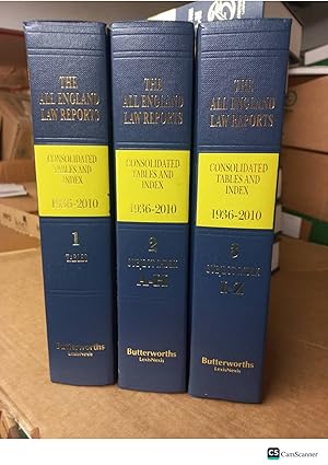 The All England Law Reports Consolidated Tables And Index 1936-2010 A-Z 3 Vols Complete Set