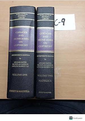 Copinger And Skone-James On Copyright 17th Ed Vol 1 And 2 By Davies And Caddick