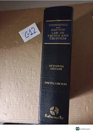 Underhill And Hayton Law Of Trusts And Trustees 15th Ed By David J Hayton