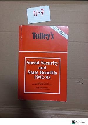 Tolley's Social Security And State Benefits 1992-93 By Jim Matthewman