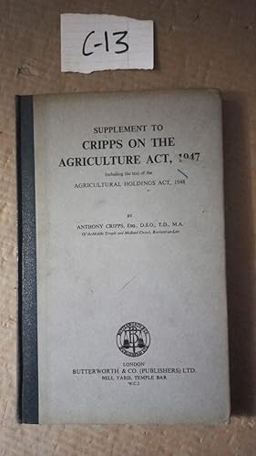 Supplement To Cripps On The Agriculture Act 1947 By Anthony Cripps