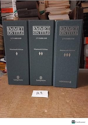Emmet On Title 19th Ed Looseleaf 3 Vols Updated Till 2011 By J T Farrand