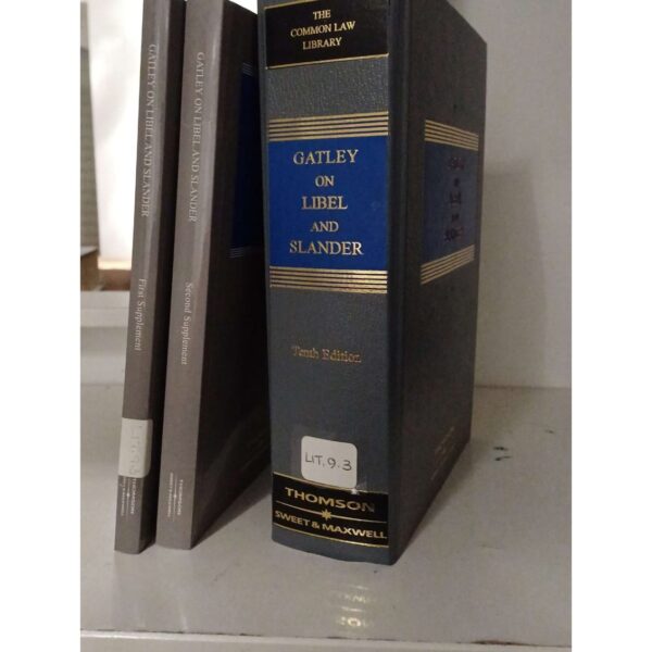 Gatley On Libel And Slander 10th Ed With Supplements The Common Law Library