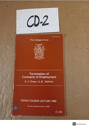 Termination Of Contracts Of Employment 1980 By R F Snow