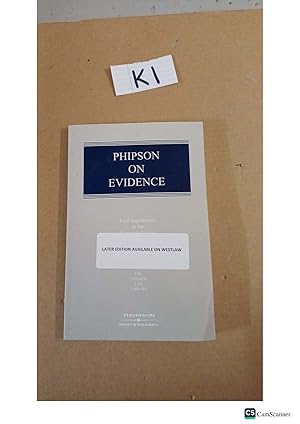Phipson On Evidence 1st Supplement To The 16th Ed By The Common Law Library