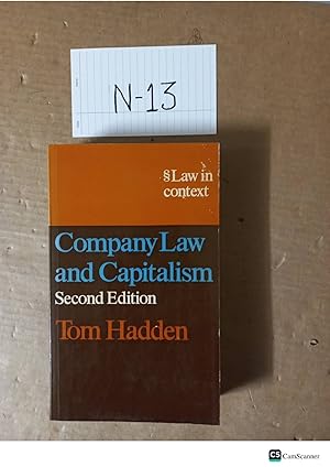 Company Law And Capitalism 2nd Ed By Tom Hadden