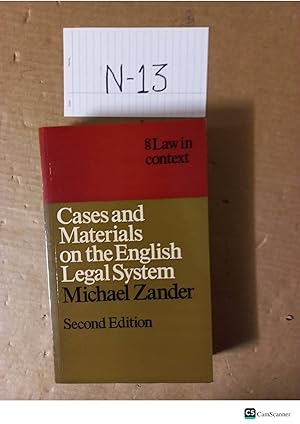 Cases And Materials On The English Legal System 2nd Ed By Michael Zander