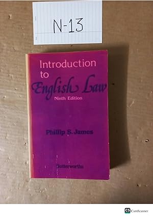 Introduction To English Law 9th Ed By Phillip James