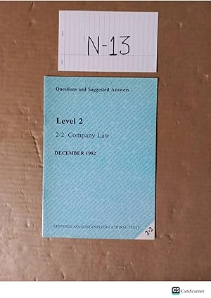 Questions And Suggested Answers Level 2 Company Law December 1982