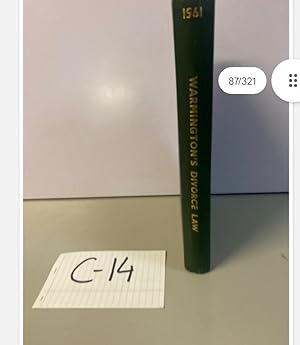 WARMINGTON'S DIVORCE LAW 2nd Edition By Warmington, O. B. E