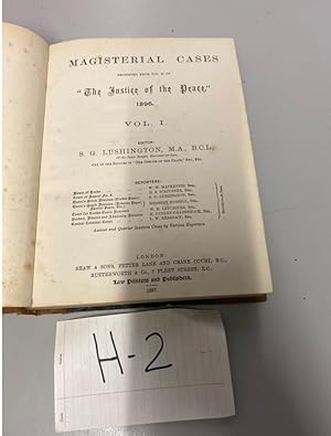 MAGISTERIAL CASES The Justice of the Peace," 1896. VOL. I.