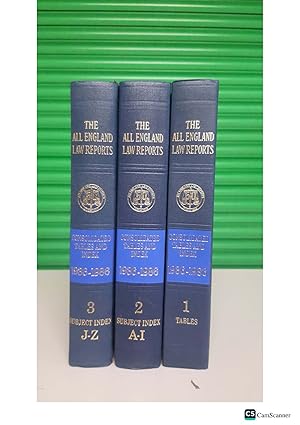 THE ALL ENGLAND LAW REPORTS Consolided Tables and Index 1936-1986 Volume 1, 2 & 3