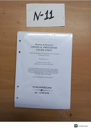 Renton And Brown's Criminal Procedure Legislation Release No 16 Looseleaf Updated Till 2003