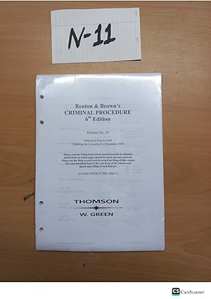 Renton And Brown's Criminal Procedure 6th Ed Release No 18 Looseleaf Updated Till 2003