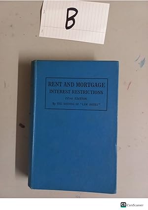 Rent and Mortgage Interest Restrictions 22nd Ed By Law Notes