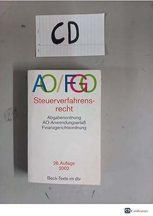 AO/FGO Steuerverfahrensrecht 26th Auglage 2002