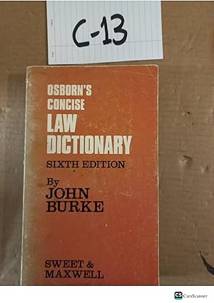 Osborn's Concise Law Dictionary 6th Ed By John Burke