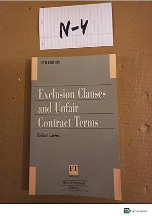 Exclusion Clauses And Unfair Contract Terms 4th Ed By Richard Lawson