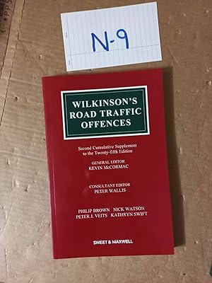 Wilkinson's Road Traffic Offences By McCormac And Wallis 2nd Supplement Of 21st Ed