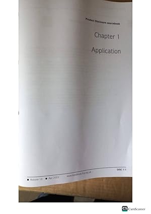Product Disclosure Sourcebook Chapter 1 Application 2022