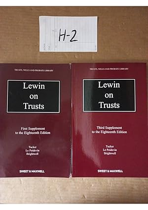 Lewin On Trusts 1st And 3rd Supplement To 18th Ed By Tucker And Poidevin