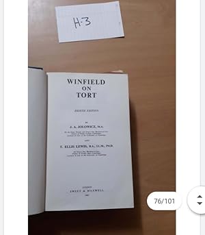 WINFIELD ON TORT Eighth Edition N BY J.A.Jolowicz and T.Ellis Lewis