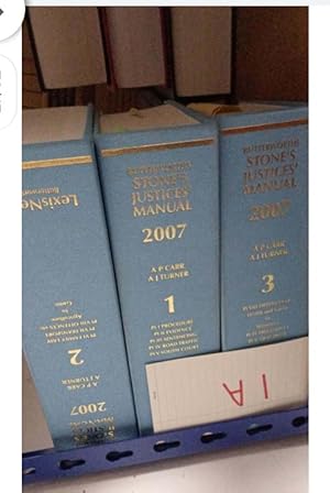 BButterworths STONES JUSTICES MANUAL 2007 AP CARR AJTURNER Volume 1, 2, 3 PLEPROCEDURE...