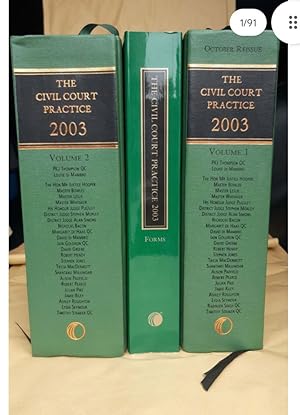THE CIVIL COURT PRACTICE 2003 VOLUME 1, 2 PRIHOMMON OC, with forms