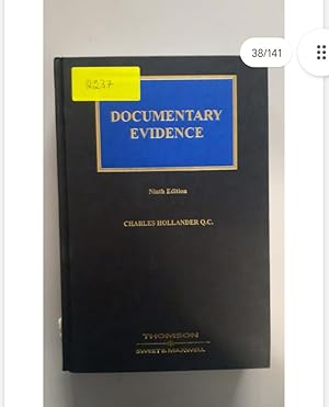 vDOCUMENTARY EVIDENCE Ninth Edition CHARLES HOLLANDER Q.C.