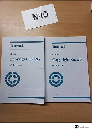 Journal of the Copyright Society of the USA 2018 vol 1 and 2