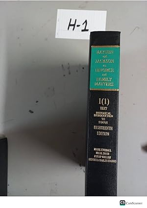 Rayden And Jackson On Divorce And Family Matters 18th Ed Vol 1(1) By Mark Everall...