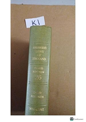 Halsbury's Laws Of England 3rd Ed Vol 26 By Lord Simonds