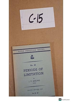 Periods Of Limitations 1960 2nd Ed By J F Josling