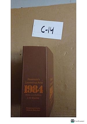 Paterson's Licensing Act 1984 92nd Ed By J N Martin