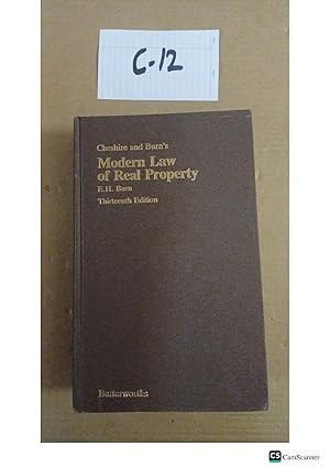 Cheshire And Burn's Modern Law Of Real Property 13th Ed