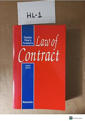 Cheshire,Fifoot And Furmston's Law Of Contract 12th Ed