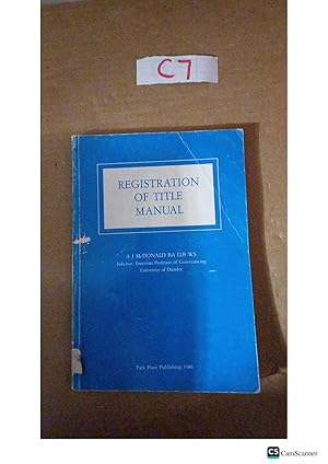 Registration Of Title Manual By A J McDonald 1986