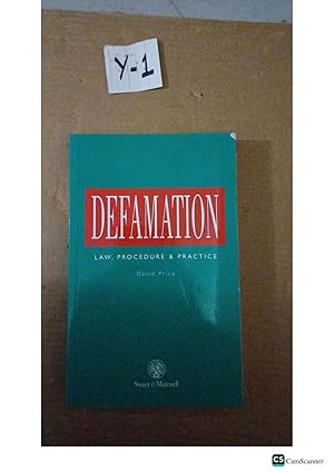 Defamation Law, Procedure And Practice By David Price