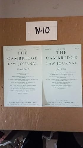 The Cambridge Law Journal 2012 vol 71 Part 1, 2 by Peter Cane and Tony Weir