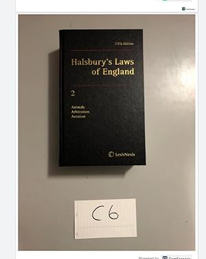 Fifth Edition Halsbury's Laws of England 2 Animals Arbitration Aviation
