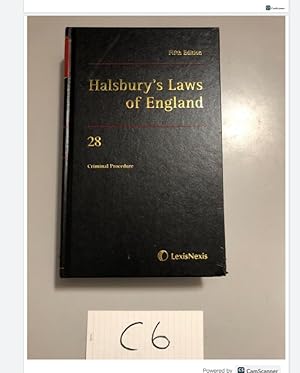 Fifth Edition Halsbury's Laws of England 28 Criminal Procedure