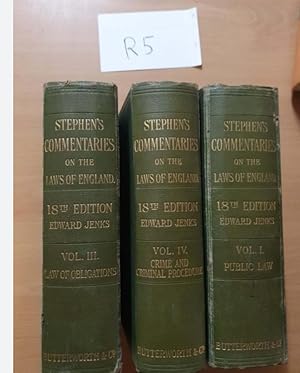 Stephen's Commentaries on the. laws of England 18th Edition by Edward Jenks...