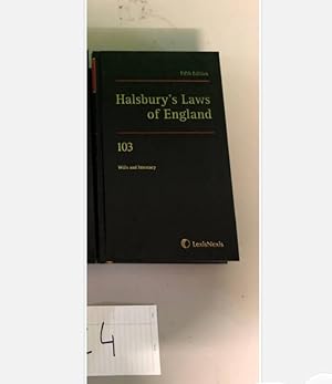 Halsbury's Law of England 103 fifth edition by Wills and Intestacy