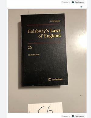 Fifth Edition Halsbury's Laws of England 26 Criminal Law