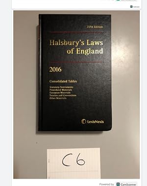 Fifth Edition Halsbury's Laws of England 2016 Consolidated Tables Statutory... Used - Hardcover