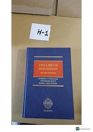The Law Of Rescission 2nd Ed By O'Sullivan And Elliott