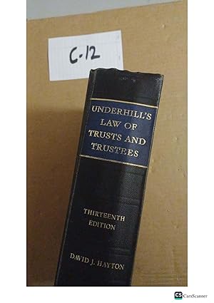 Underhill's Law Of Trusts And Trustees 13th Ed By David J Hayton