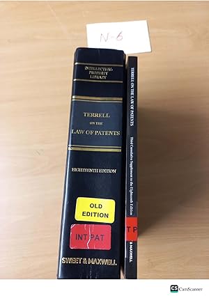Terrell on the Law of Patents 18th edition with supplement