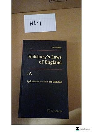 Halsbury's Laws Of England 2017 5th Ed Vol 1A Agricultural Production and...