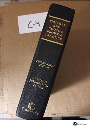 Tristram And Coote's Probate Practice 29th Ed By D'Costa And Synak